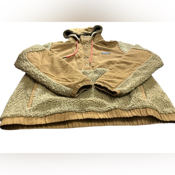 Patagonia Women’s Tan Shelled Retro-X Sherpa Fleece Hooded Pullover Jacket L - Picture 6 of 9